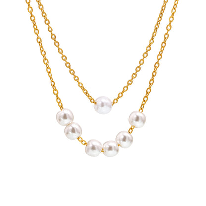 B廠【P590】ins冷淡風簡約珍珠吊墜項鍊女鎖骨頸鍊chock不鏽鋼鍍18k金 25.04-2