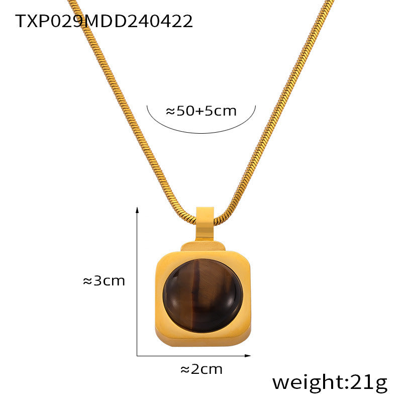 B廠【TXP029】法式極簡約INS部落客同款冷淡風鈦鋼吊墜項鍊小眾百搭水滴耳環套裝 24.04-4