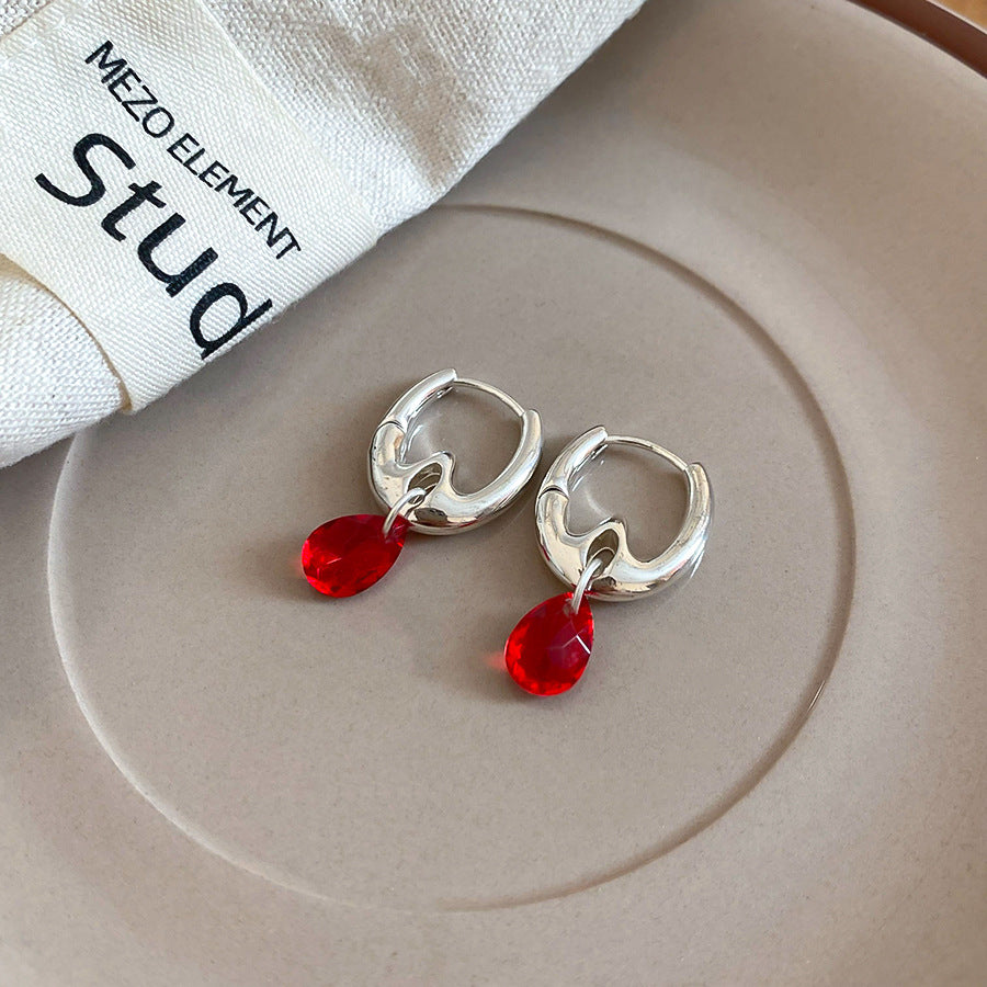 A廠【HE29200】新款水晶U形水滴吊墜扣個性小眾潮流甜酷風耳環輕奢高級感耳飾
 25.11-1