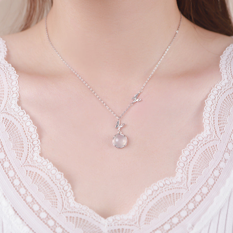 D廠【YC2043N】S999足銀蝴蝶玉髓項鍊高級輕奢小眾設計新款溫柔鎖骨鏈
 25.10-3