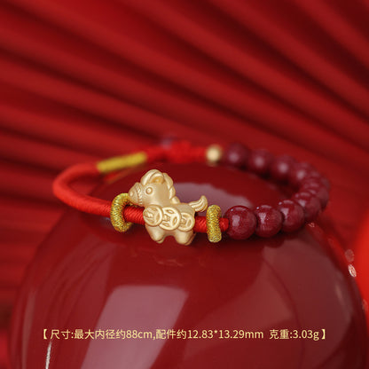 D廠【YC5061SL】原創足銀S999本命年財源滾滾手鍊女生蕭馬輕奢新中式新年手飾
 26.01-4