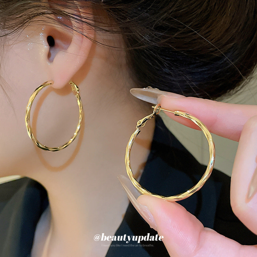 A廠【WE4182】14k真金電鍍歐美跨國扭曲圓形耳圈時尚簡約耳環輕奢高級感耳飾女
 25.10-4