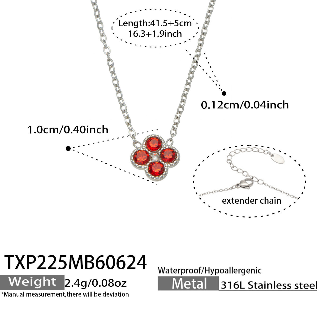 B廠【TXP225】跨境時尚花朵鑲水鑽耳釘ins小眾精緻女士項鍊首飾套裝不銹鋼飾品 26.07-1