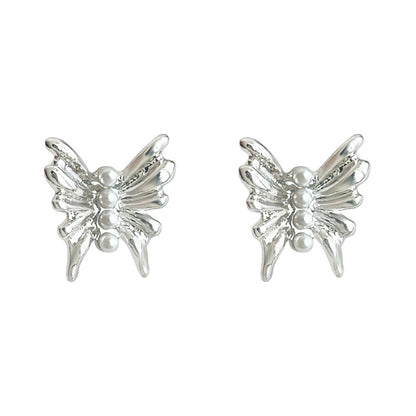 A廠【5717】實物很小~925銀針小巧簡約清新甜美珍珠蝴蝶耳環通勤百搭耳飾 25.03-3