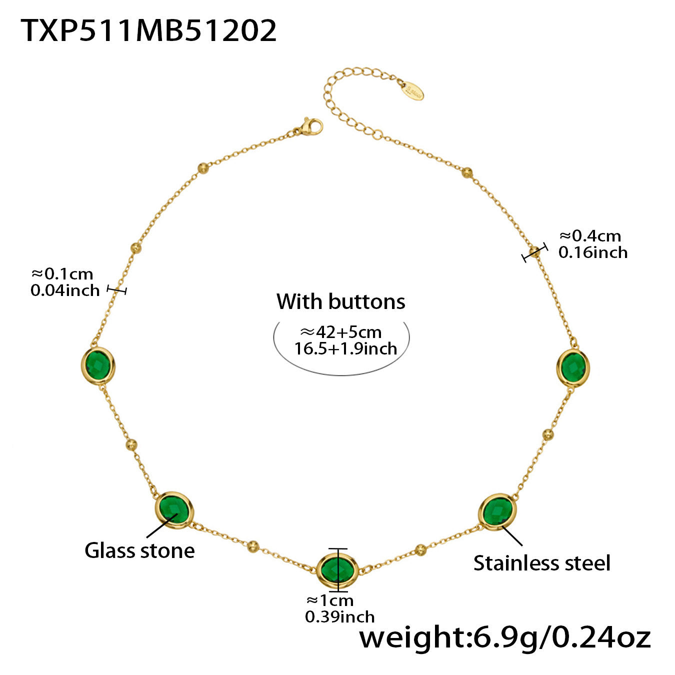 B廠【TXP511】不鏽鋼幾何橢圓切面玻璃石包邊項鍊手鍊耳環組鍍18k金跨國首飾
 25.12-2