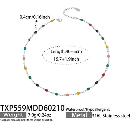 B廠【TXP559】歐美風時尚多巴胺撞色鎖骨項鍊手鍊不鏽鋼滴油材質簡約個性設計感
 26.03-2