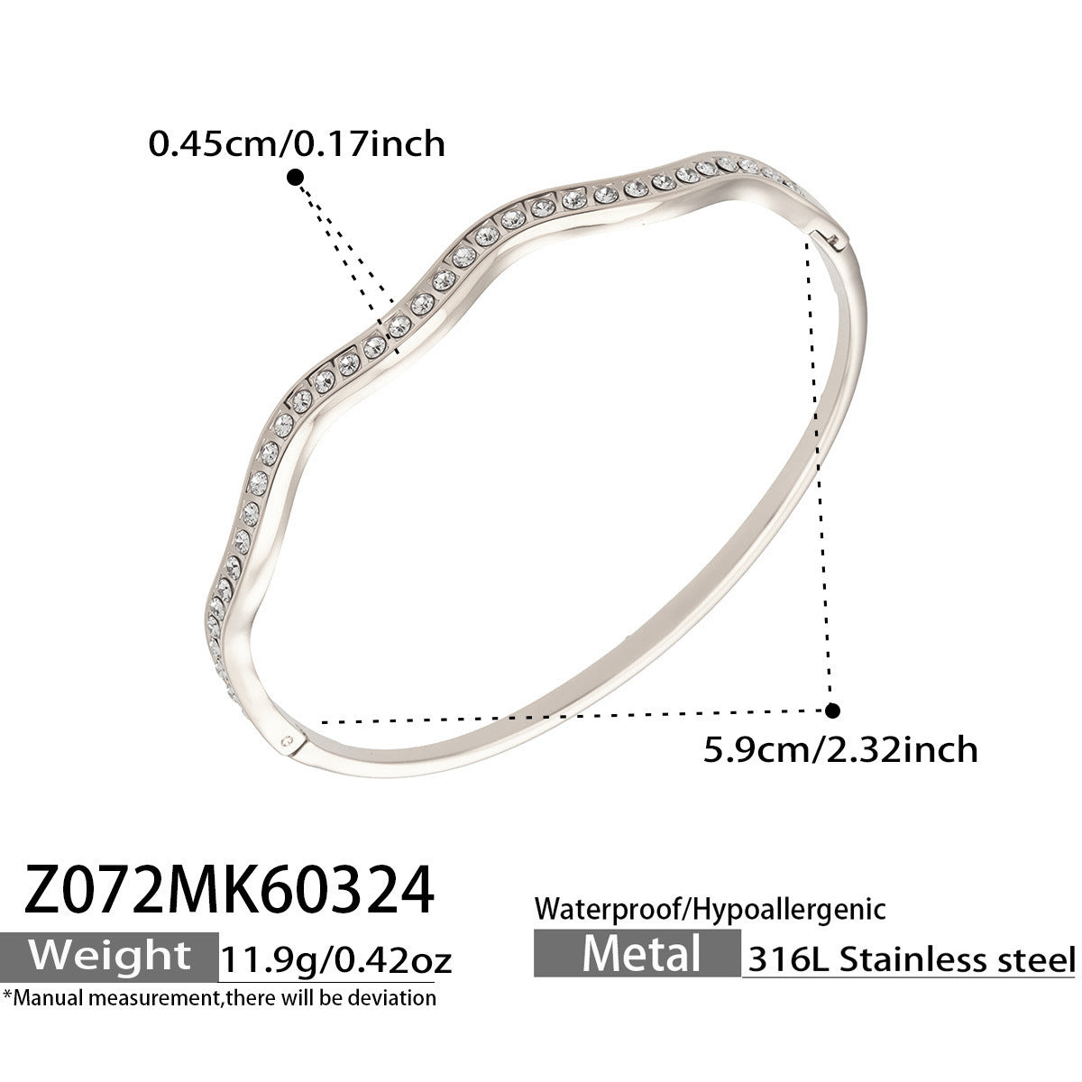 B廠【Z063】歐美INS風鑲5A鋯石滿鑽環形不鏽鋼手鐲組合簡約時尚氣質手飾
 26.04-1