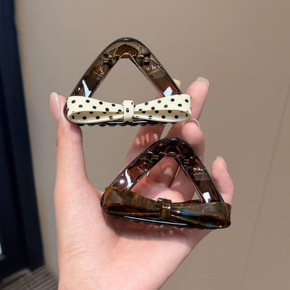 C廠【X663】蝴蝶結鯊魚夾女高級感醋酸抓夾後腦勺盤髮夾韓系波點髮抓髮卡頭飾
 26.08-2「C廠-單筆結帳需滿，NT$500出貨(不含運費)」