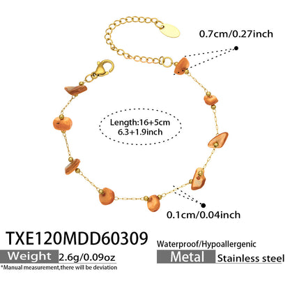 B廠【TXP120】歐美輕奢簡約個性天然碎石手工鍊項鍊手鍊套組不銹鋼鏈條鍍18k金
 26.03-3