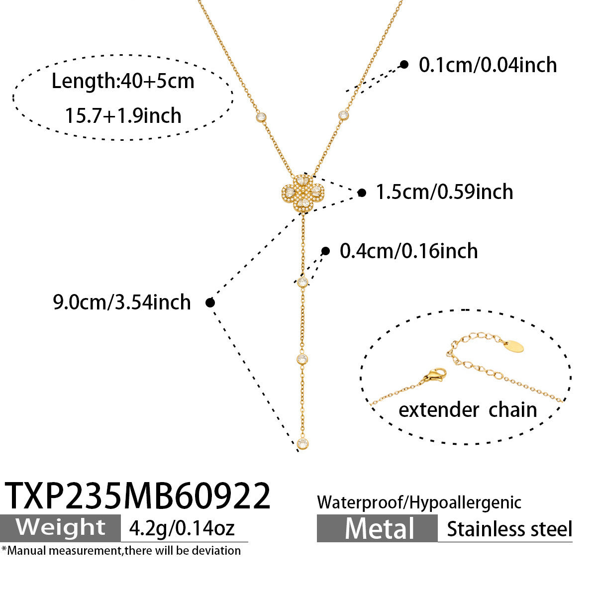 B廠【TXP158】 5A鋯石四瓣花愛心吊墜手鍊項鍊耳環飾品套裝
 26.09-4
