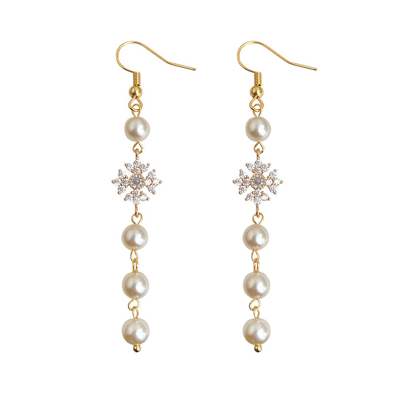 C廠【7064】微鑲鋯石法式長款珍珠流蘇手工設計感新款飾品
 25.11-2