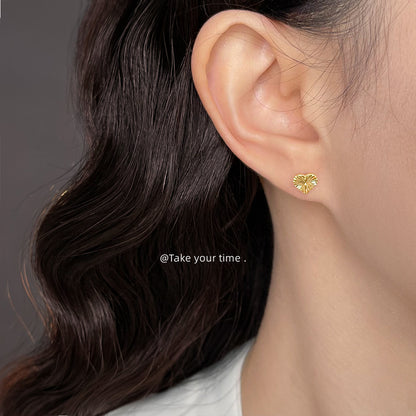 A廠【6652】車花工藝！厚鍍真金切割面很閃925銀針迷你小巧簡約愛心耳環耳飾
 25.08-5