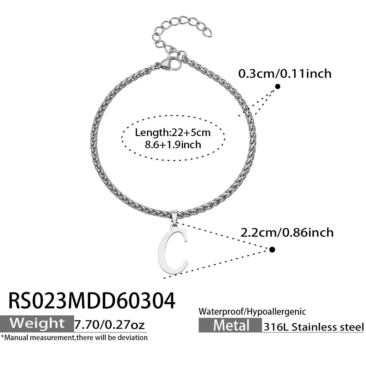 B廠【RS023】ins小眾時尚設計新款26字吊墜腳鍊不銹鋼材質歐美個性簡約腳飾
 26.03-2
