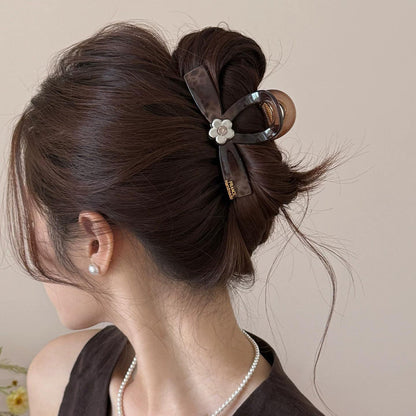 C廠【X112】高品質豹紋花朵抓夾簡約小眾百搭高級感女後腦勺盤髮鯊魚夾子髮夾
 26.04-3