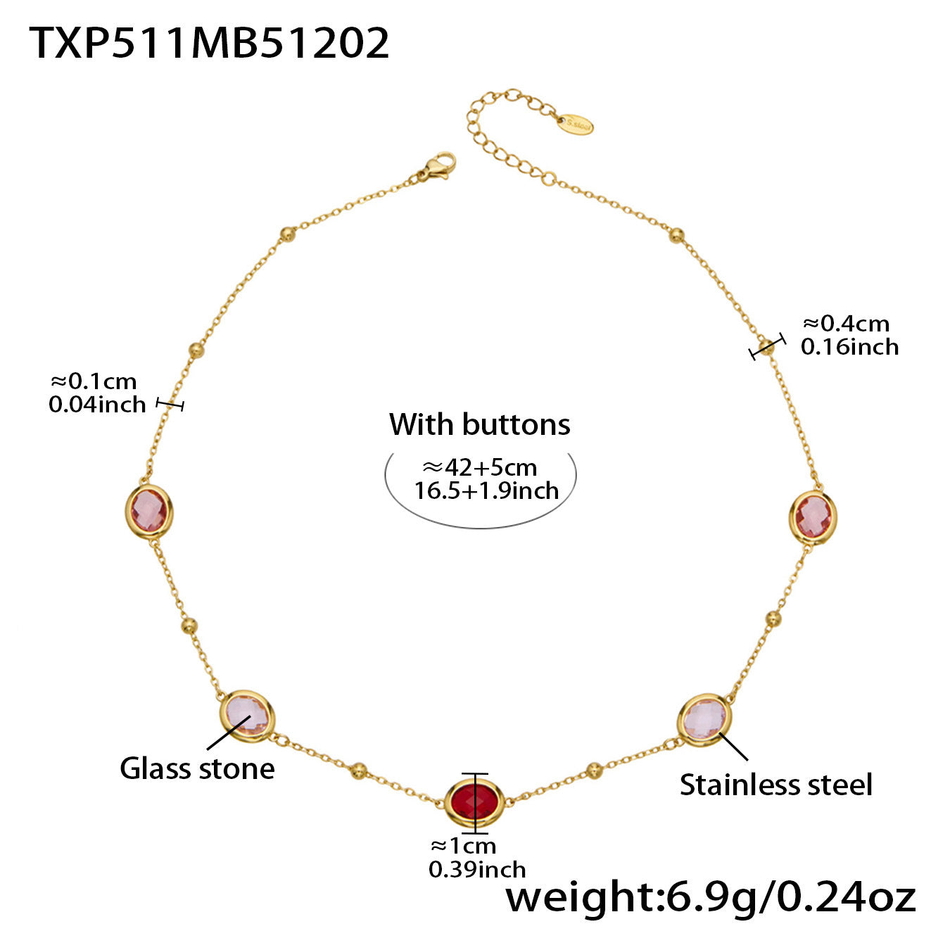 B廠【TXP511】不鏽鋼幾何橢圓切面玻璃石包邊項鍊手鍊耳環組鍍18k金跨國首飾
 25.12-2
