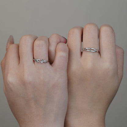 D廠【YC3131R】S999足銀優雅杏葉戒指情侶戒指秋冬氛圍感高級可調指環 25.02-2