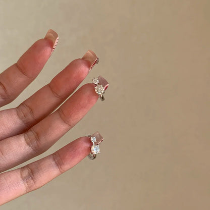 E廠【DQ11772E】S925純銀韓系清冷感爆閃雙鑽耳扣女氣質鑲鋯石耳環冷淡風耳飾
 26.01-1