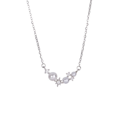 E廠【XDQ0537N】輕奢小眾仿珍珠星芒項鍊女S925純銀時尚氣質高級感微鑲鎖骨鏈
 26.01-1