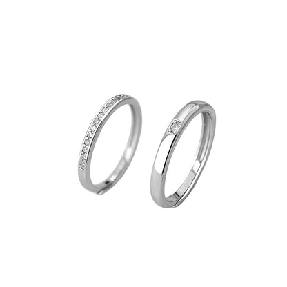 D廠【YC3833R】S999足銀高級感方形鋯石情侶對戒小眾設計戒指送女友指環 25.05-4