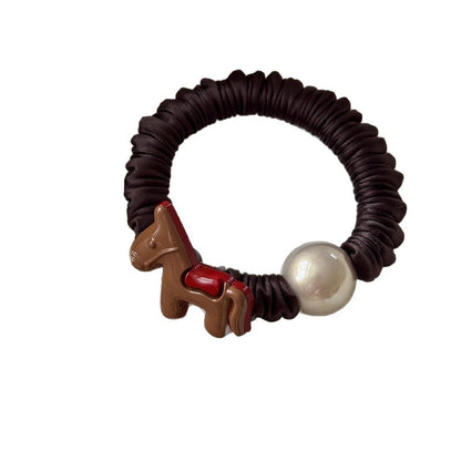 C廠【P100】高級感褶皺小腸髮圈女小馬仿珍珠頭繩高彈性橡皮筋紮馬尾髮繩髮飾
 26.01-1