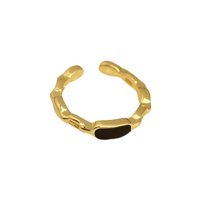 A廠【5424】時尚高級感電鍍18K真金高品質保色開口可調式指環食指戒 幾何戒指 25.01-3