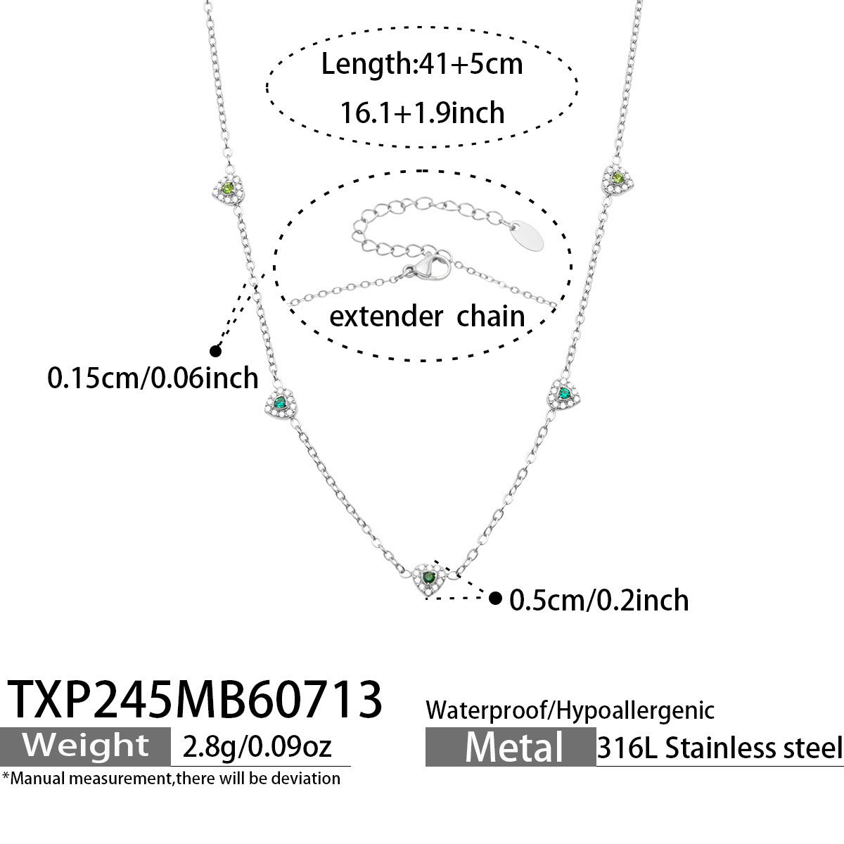 B廠【TXP245】歐美新款不銹鋼鍍18k金 多巴胺系列滿鋯石愛心吊墜項鍊手鍊女飾品
 26.07-4