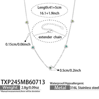 B廠【TXP245】歐美新款不銹鋼鍍18k金 多巴胺系列滿鋯石愛心吊墜項鍊手鍊女飾品
 26.07-4