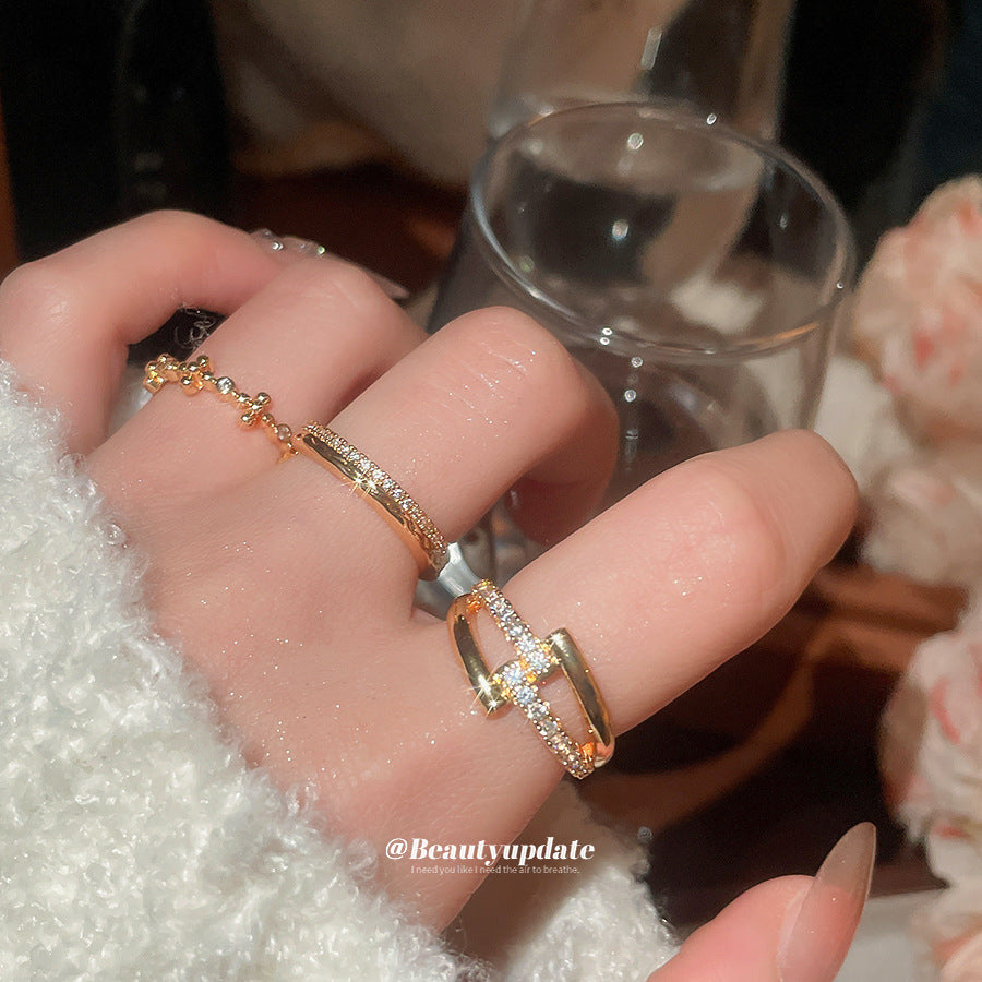 A廠【HR2797】18k真金電鍍鋯石開口戒指小眾高級感氣質食指戒精緻輕奢百搭手飾
 25.11-1