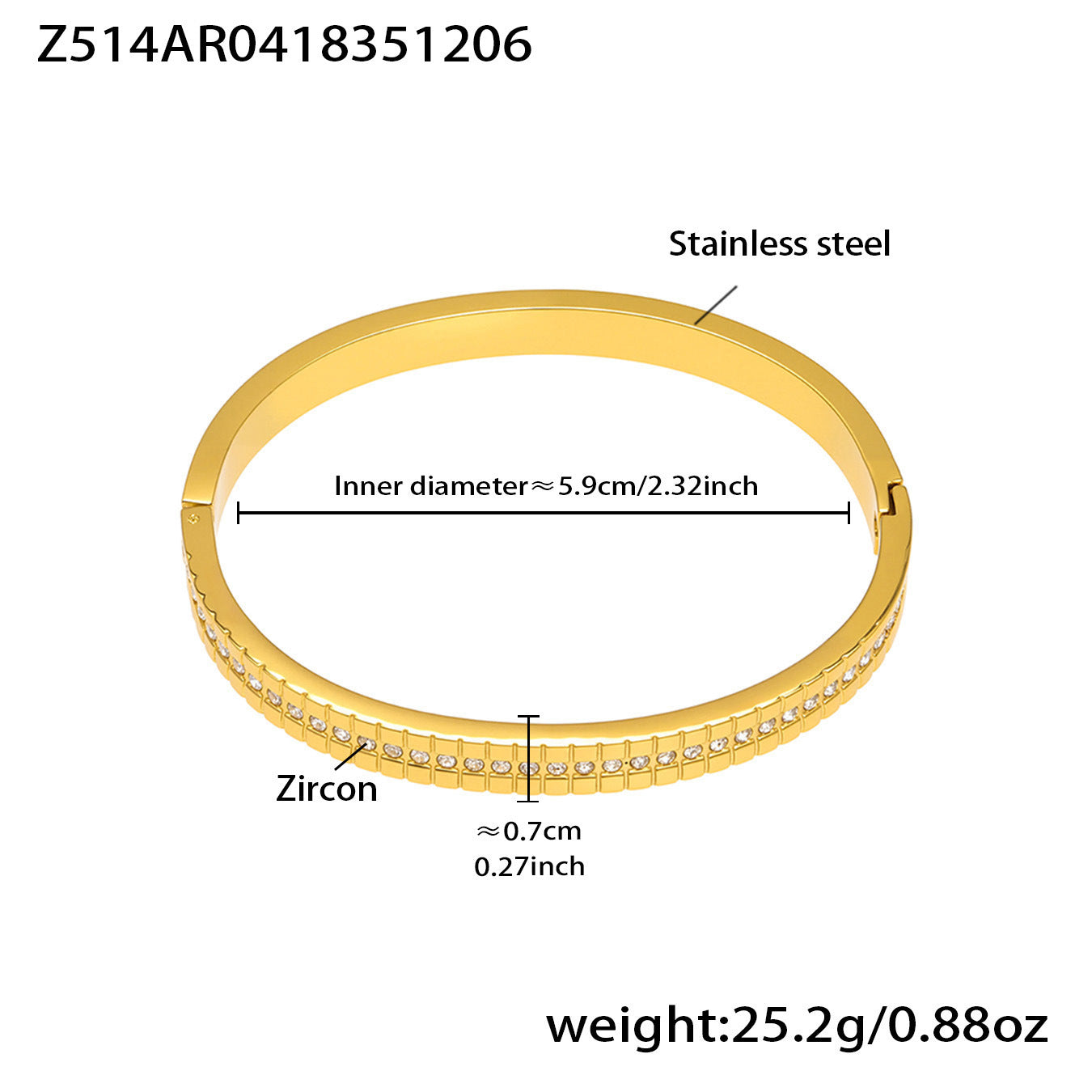B廠【Z512】不鏽鋼單排鑽鋯石卡扣手鐲組合歐美時尚潮酷手飾鍍18k金不掉色
 25.12-2