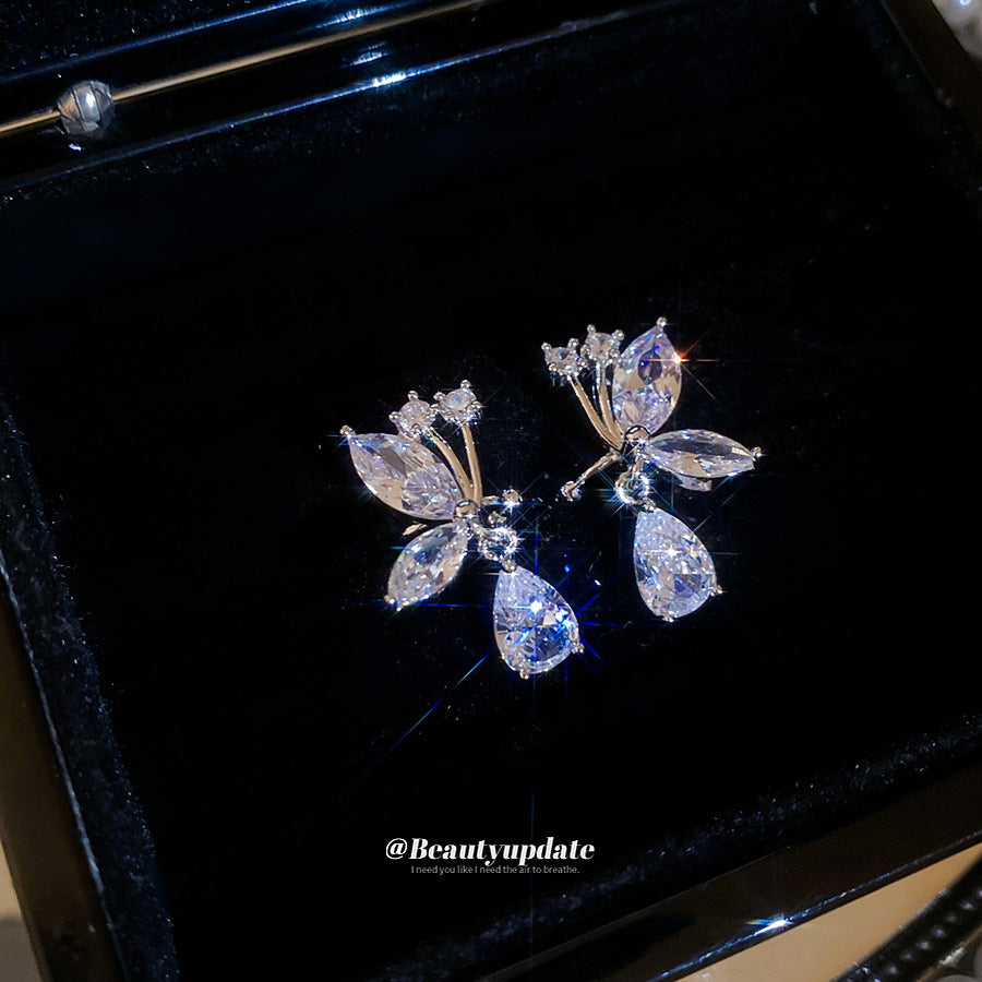 A廠【HE29206】韓系超閃鋯石水滴蝴蝶耳夾輕奢小眾無耳洞耳骨夾日常通勤耳環耳飾
 25.11-1