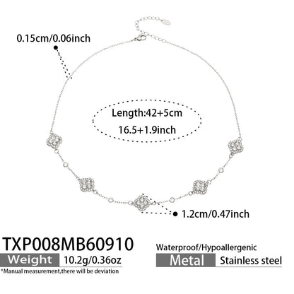 B廠【TXP008】幾何四瓣花鑲滿鋯石吊墜鎖骨鏈不鏽鋼簡約小眾DIY手鍊項鍊女飾品
 26.09-3