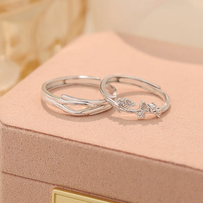 D廠【YC3131R】S999足銀優雅杏葉戒指情侶戒指秋冬氛圍感高級可調指環 25.02-2