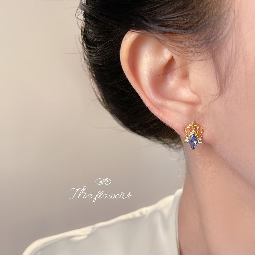 A廠【7163】鳶尾花系列原創設計鑲嵌鋯石個性輕奢風新款高級感耳飾耳環女
 25.11-4