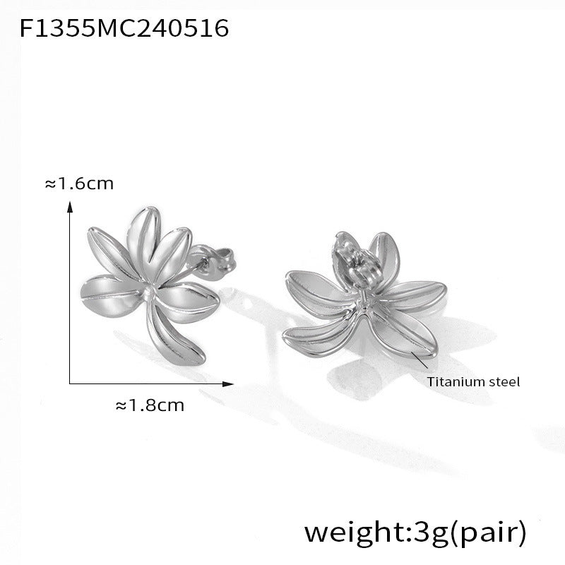 B廠【F1355】新款鈦鋼田園風花朵耳飾ins風日韓耳環輕奢優雅鍍18k真金耳環 24.05-4