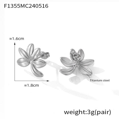 B廠【F1355】新款鈦鋼田園風花朵耳飾ins風日韓耳環輕奢優雅鍍18k真金耳環 24.05-4