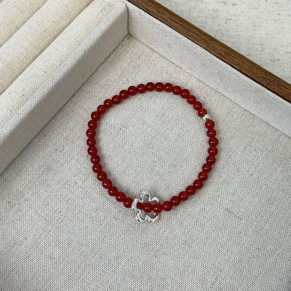 E廠【XDQ0589S】韓系ins風花朵紅瑪瑙手串女S925純銀氣質顯白百搭手環手飾品
 25.11-3