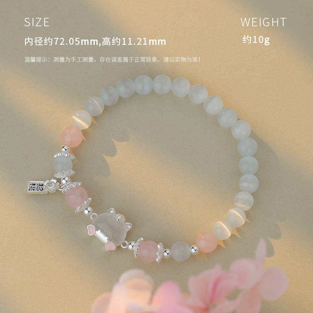 D廠【YC3405N】原創足銀S999馬上招桃項鍊氣質耳環清新手鍊百搭小眾精緻首飾
 26.01-1