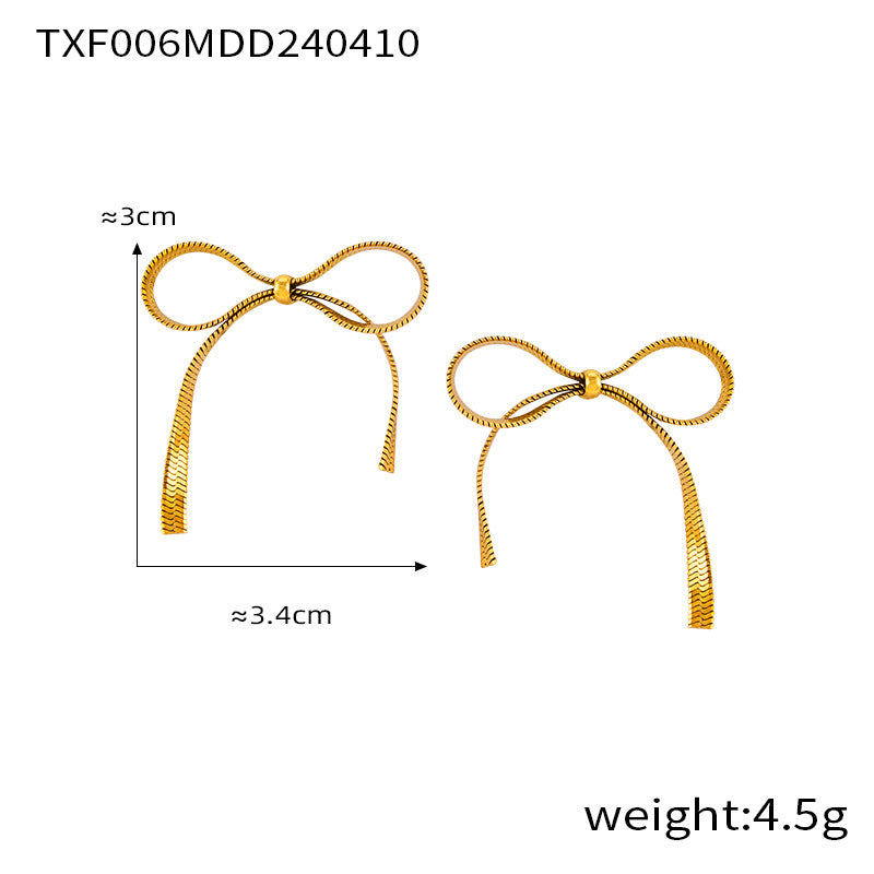 B廠【E006-F006-P006】歐美跨國熱銷BowEarring蝴蝶結飾品小眾金屬ins風設計首飾套裝女 24.04-3