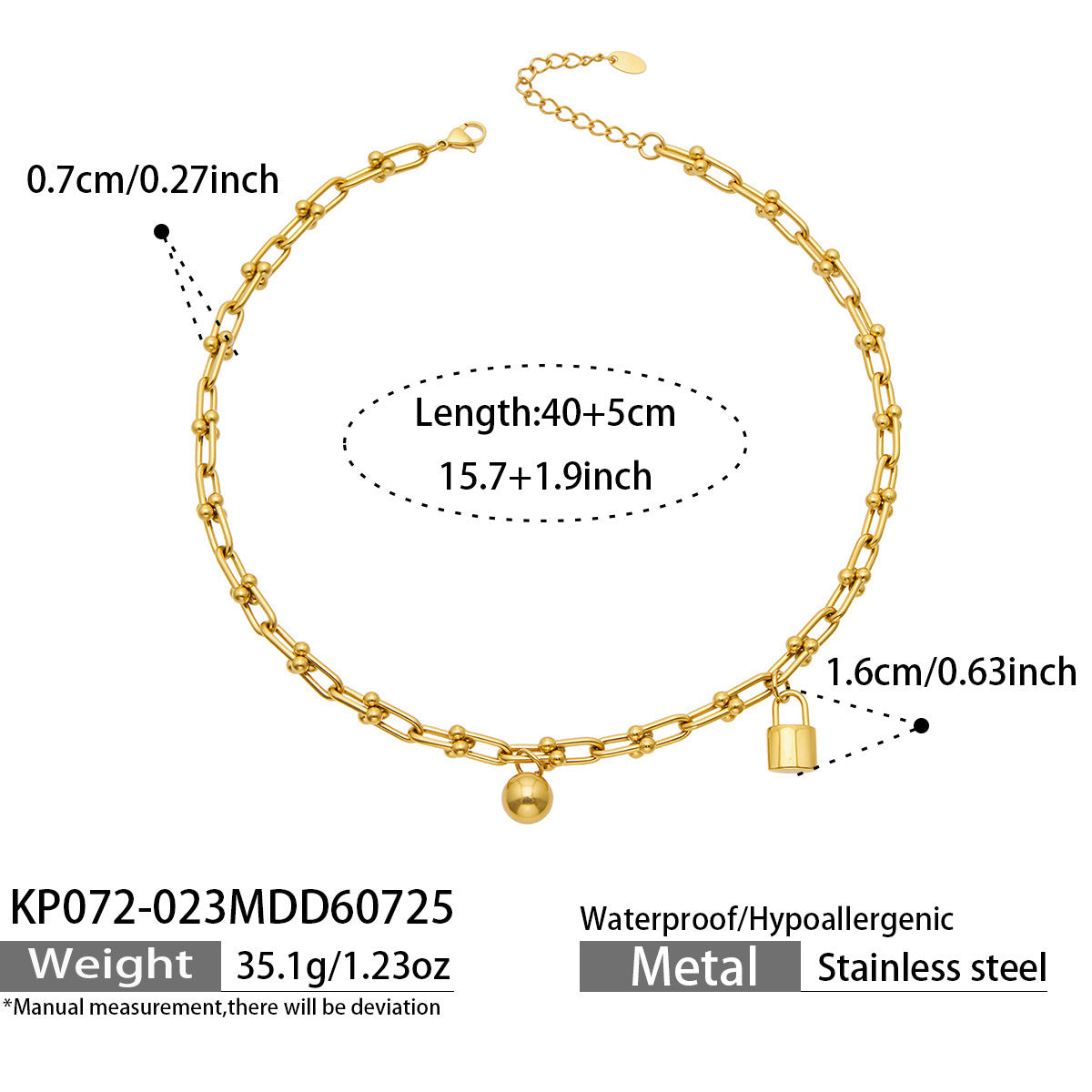 B廠【KP052】不鏽鋼鍍18k金小球鎖多吊墜項鍊組合
 26.10-3