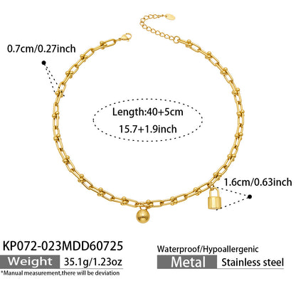 B廠【KP052】不鏽鋼鍍18k金小球鎖多吊墜項鍊組合
 26.10-3