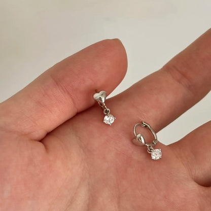 E廠【DQ11774E】S925純銀精緻小巧愛心閃鑽耳扣女簡約小眾高級感鋯石流蘇耳飾
 26.01-1