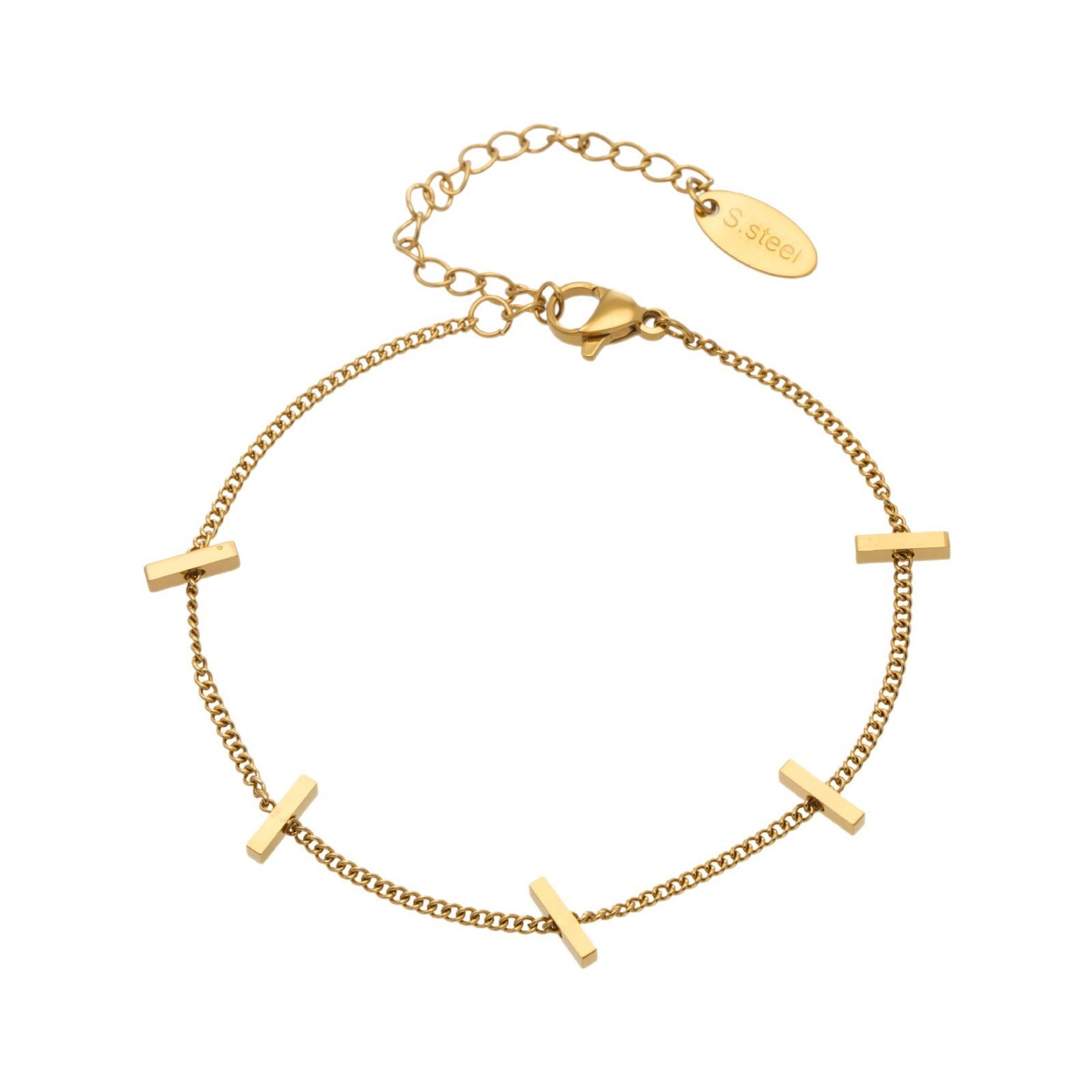 B廠【E112】ins法式簡約小眾設計感小長條竹節手鍊跨境時尚百搭不鏽鋼手飾
 26.02-1