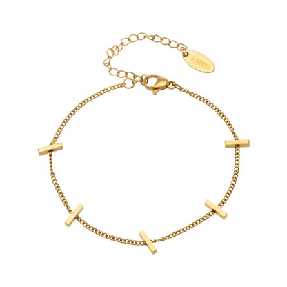 B廠【E112】ins法式簡約小眾設計感小長條竹節手鍊跨境時尚百搭不鏽鋼手飾
 26.02-1