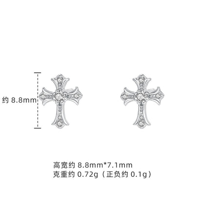 E廠【XDQ10071E】S999純銀十字架系列耳環甜酷風滴黑油耳骨釘男女疊戴百搭耳飾
 26.01-1