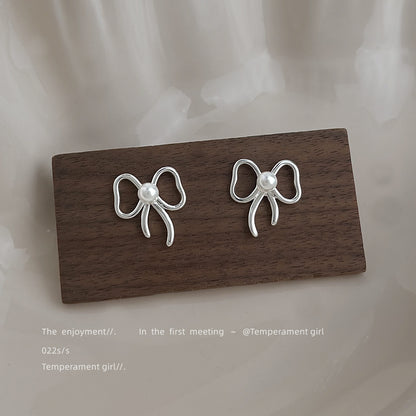 A廠【3992】甜酷風設計感蝴蝶結耳環小眾個性鏤空線條冷淡風繩結高級感耳飾女
 26.01-1