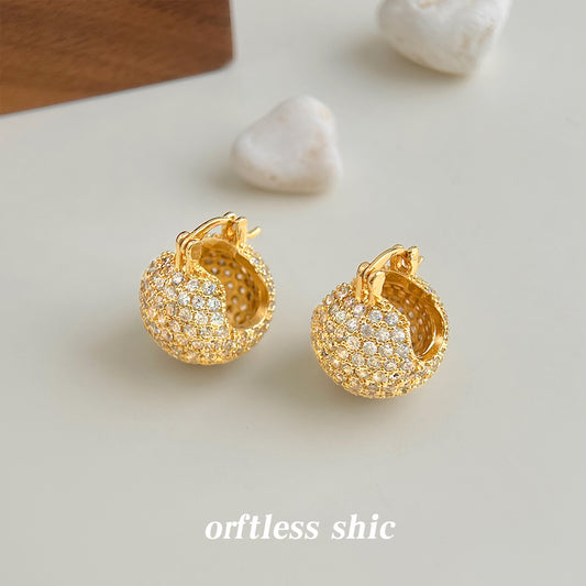 C廠【7059】厚鍍真金滿鋯石時尚通勤老錢風幾何圓豆豆新飾品
 25.11-2