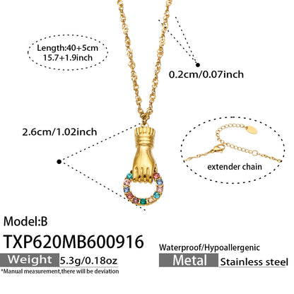 B廠【TXP620】 手掌握環淡水珍珠鋯石鏈條手鍊項鍊套裝
 26.09-4