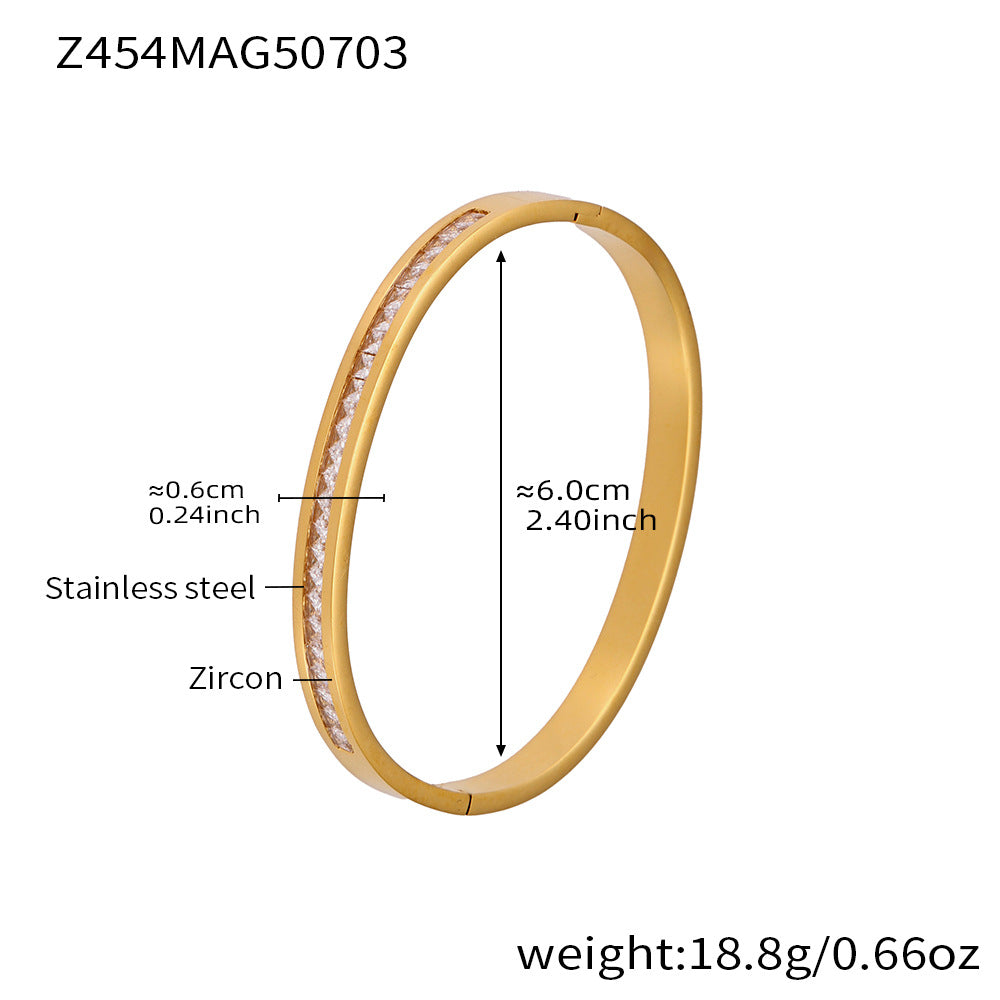 B廠【Z454】滿鑽5A鋯石卡扣高品質超閃手環組合不鏽鋼鍍18k真金不掉色 25.07-3
