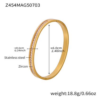 B廠【Z454】滿鑽5A鋯石卡扣高品質超閃手環組合不鏽鋼鍍18k真金不掉色 25.07-3