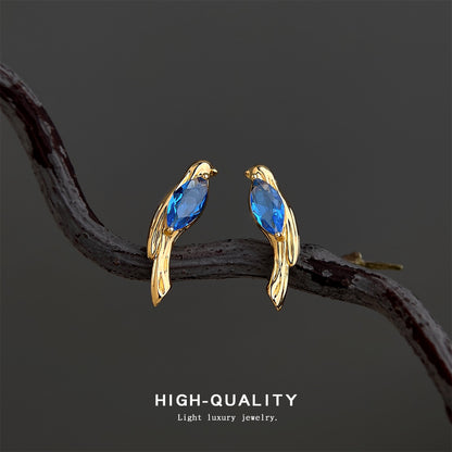 A廠【7154】原創藝術鳥鑲嵌鋯石個性小眾設計創意925銀針新款耳環耳環女
 25.11-4